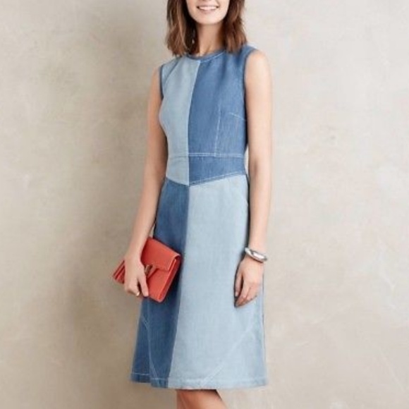 patchwork denim dress